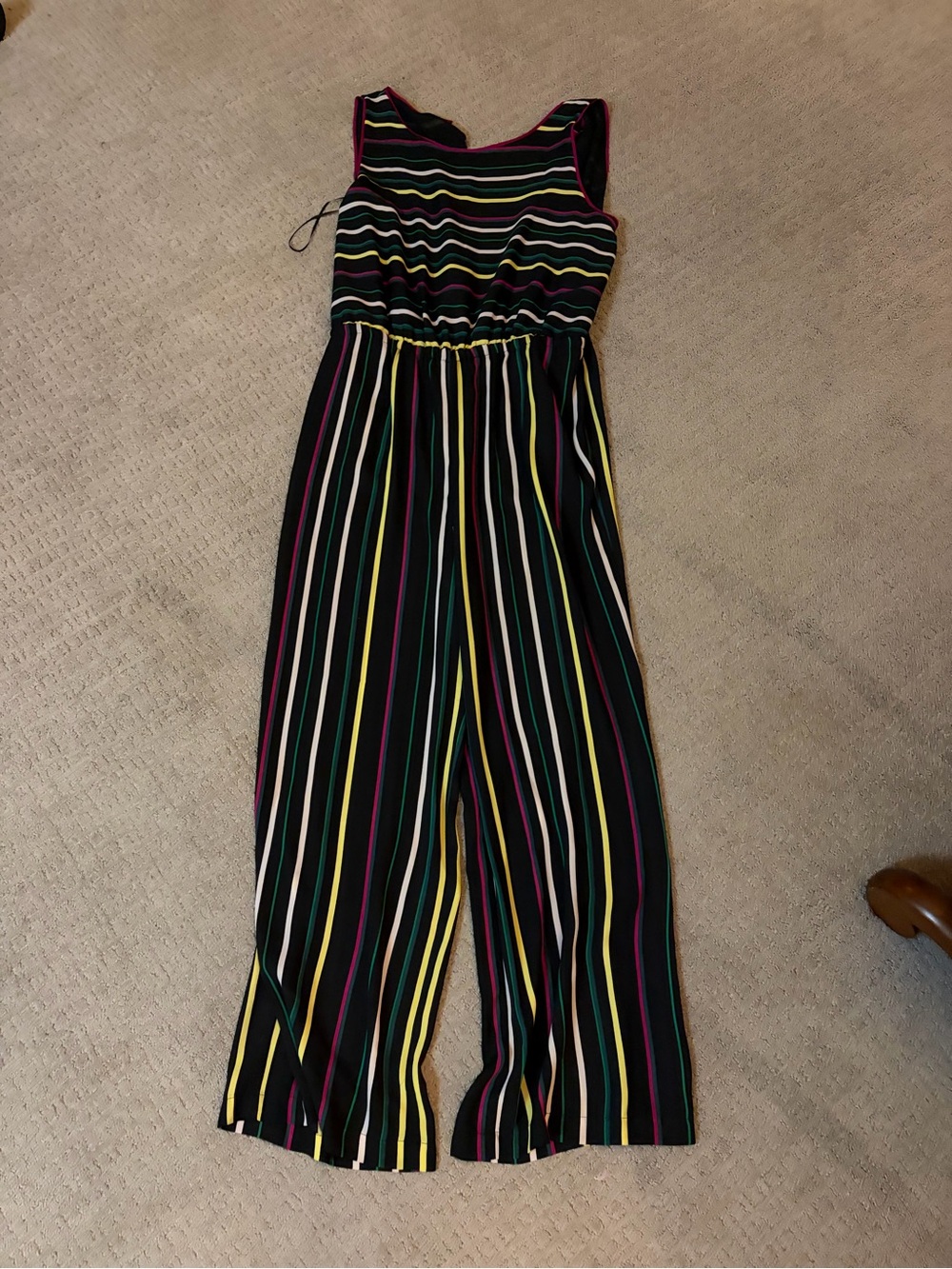 Vince Camuto Black Multi-Color Striped Jumpsuit